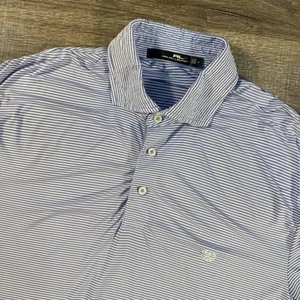 RLX Ralph Lauren Shirt Men Medium Blue Golf Polo Stripe Performance Tech Stretch - Picture 1 of 13