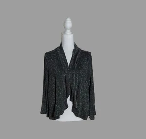 Nuevo con etiquetas Olivia Blu Shimmer Wrap Volantes Negro/Dorado Talla 2x - Imagen 1 de 8