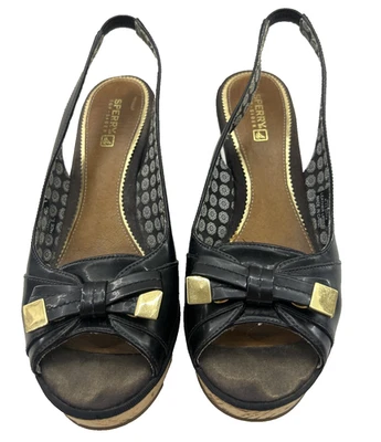 Женский топсайдер Sperry 8 Southhampton кожа пробковый клин с ремешком бант  - Изображение 1 из 4