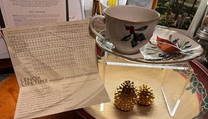 Juego de tazas acanaladas y platos de postre LENOX WINTER GREETINGS BY CATHERINE MCCLUNG nuevo - Imagen 1 de 18