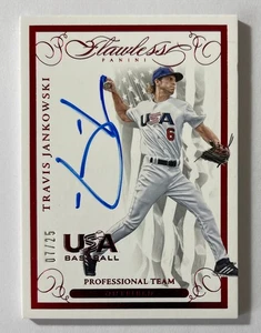 2016 Panini Flawless Travis Jankowski USA Baseball Red White Blue Auto 07/25 - Picture 1 of 2