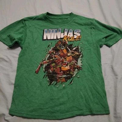 Ninja Turtles Green Shirt Sleeve Top Boys Size XS TMNT Ninjas Rule - Image 1 of 4