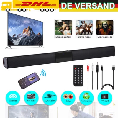 Bluetooth5.0 Soundbar für TV Heimkino 20W 3D Surround Subwoofer Lautsprecher - Bild 1 von 4