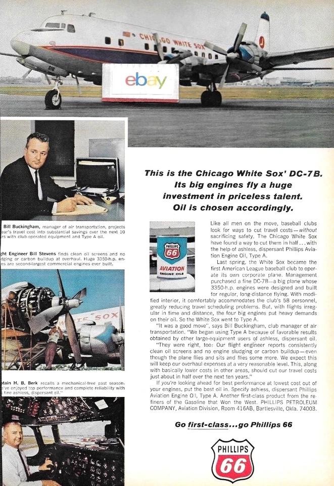 CHICAGO WHITE SOX DOUGLAS DC-7B PHILLIPS 66 1966 AD - Image 1 of 1