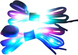 LED White Shoelaces Light Up Shoe laces 3 Modes 7 Colors flashing Shoestrings - Picture 1 of 6