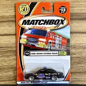 Matchbox #13 Ford Crown Victoria Police Black 50 Years 2002 New On Card - Picture 1 of 1