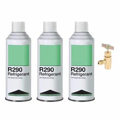 Leak Saver R290 Refrigerant | Upright Charging Self Sealing Can 8oz | 3pk or 6pk