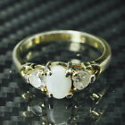 Size 7.25, vermeil gold over sterling silver 925 ring with opal and cluster cz