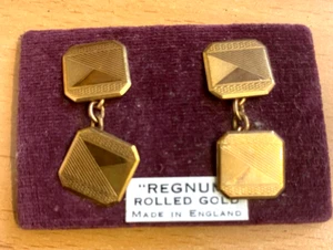 Vintage Regnum Rolled Gold Gents Cufflinks Unused - Picture 1 of 5