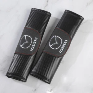 2PCS Carbon Fiber Car Safety Seat Belt Shoulder Pad Cover Cushion for Mazda - Imagen 1 de 2