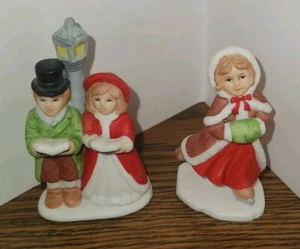HOMCO 5310 Christmas Village Figurines Carolers Ice Skater Lot of 2 Vintage - Picture 1 of 5
