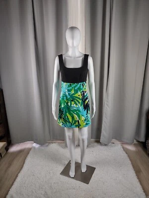 Alyx женщин синий, зеленый, черный, тропический без рукавов резинке Midi платье размер 4 - Изображение 1 из 4