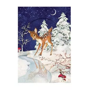 Deer Nostalgic Advent Calendar Card 11.5 x 16.5 cm Glitter Window - Picture 1 of 1
