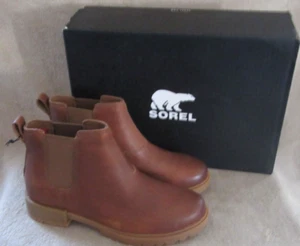 SOREL Emelie II Chelsea WP Botas de Cuero Marrón Avellana Zapatos EE. UU. 7 M EUR 38 NUEVO SIN CAJA - Imagen 1 de 12