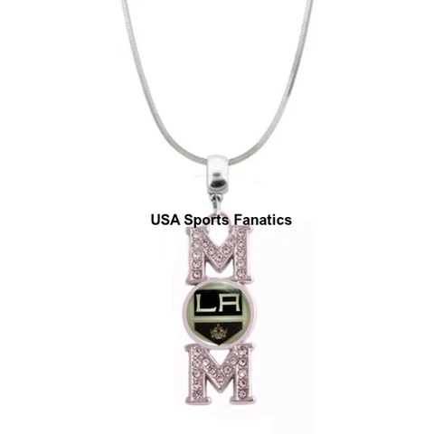 Los Angeles Kings MOM Necklace With Rhinestones On A 925 SS Snake Chain 5 Sizes Cover