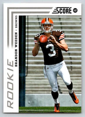 2012 Score #308A Brandon Weeden RC/(scrambling pose) (ref 218985) - Image 1 of 2