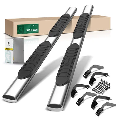 5" Chrome S/S 304 Oval Straight Nerf Bar for Nissan TITAN 2004-2015 2017-2024 - Image 1 of 4