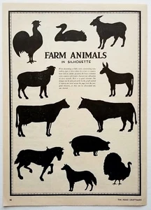 Farm Animals in Silhouette             1950 Pattern Page            7 7/8" x 11" - Picture 1 of 2