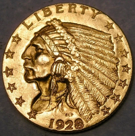 1928 INDIAN HEAD GOLD QUARTER EAGLE $2.5 SCARCE W/BEAUTIFUL VERY SHARP FEATHERS Cover
