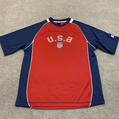 Vintage USA Soccer Shirt Mens Medium Starter Olympic Team Red White Blue Cover
