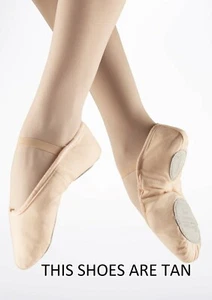 Sansha 5 Tu-Tu Damengröße L (passt 6) hellbraune Leder-Ballerinas mit geteilter Sohle  - Bild 1 von 2