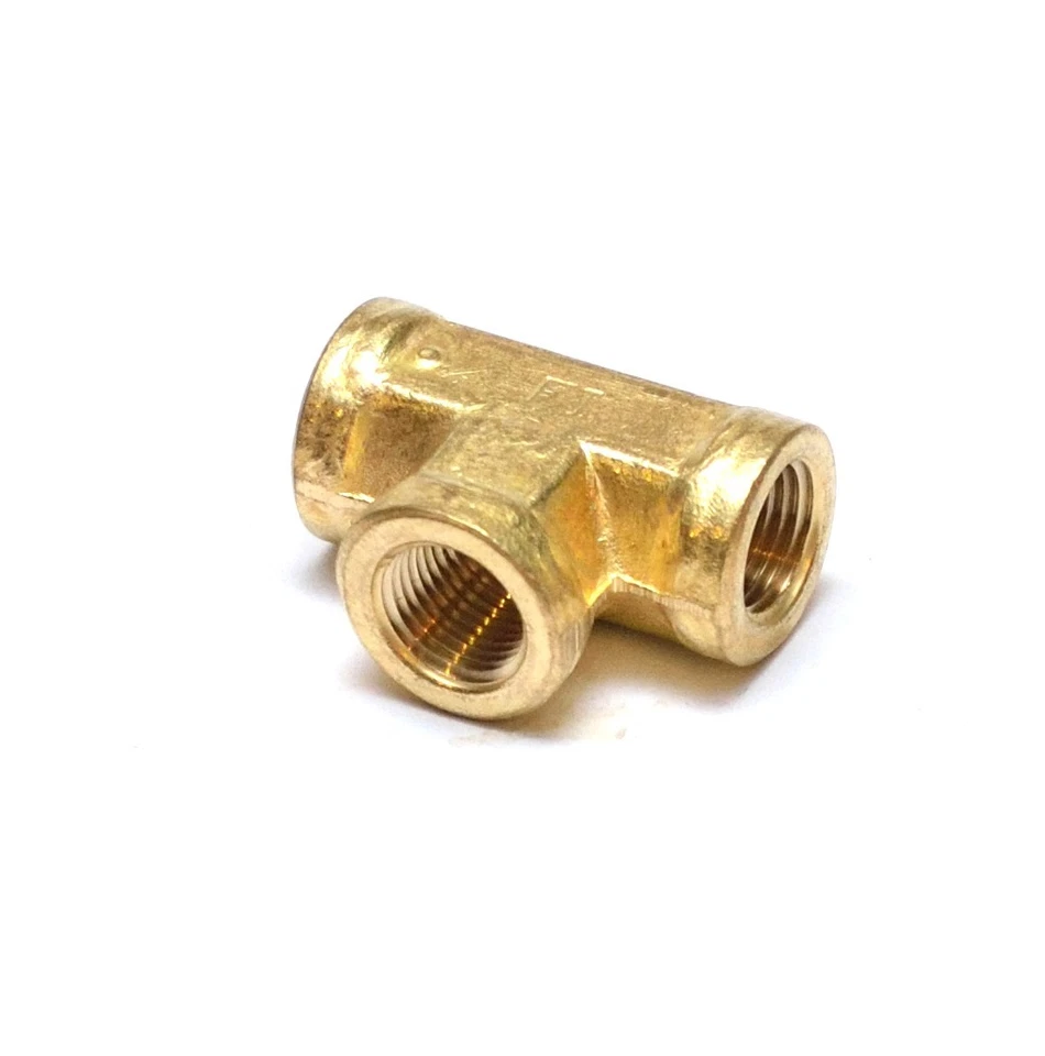 1/8 Npt Female Pipe T Tee 3 Side Brass Fitting Fuel Vacuum Air Water Oil Gas - Image 1 of 4