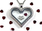 JANUARY Birthstone Crystal Glass Locket Necklace Mom Floating Charm Mother's Red