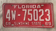 Good Solid 1968 - 1969 Florida  License Plate  See My Other Plates