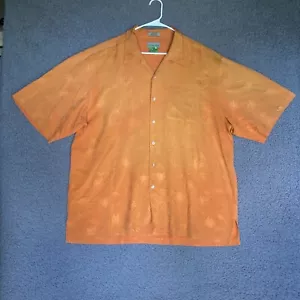 Cutter & Buck Shirt Adult XXL Pure Silk Yellow Orange Button Camp Casual Island - Picture 1 of 14