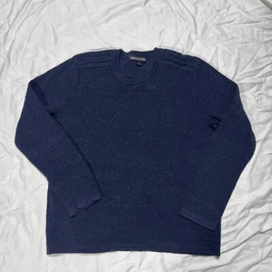 Michael Kors Sweater Adult Large Blue Ribbed Shoulders Long Sleeve Cotton Wool - Picture 1 of 14