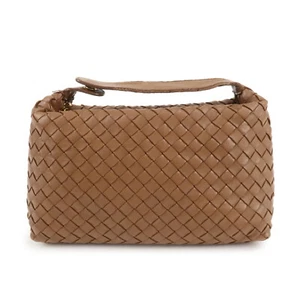 Authentic BOTTEGA VENETA Intrecciato Leather Hand Bag Gold HDW Brown Used F/S - Picture 1 of 23