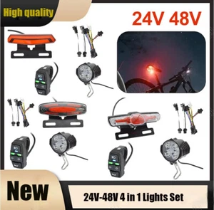4 in 1 E-Bike LED Headlight & Tail Light 24V-48V Horn Turn Signal Switch Kits FS - Picture 1 of 27