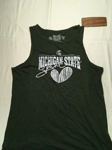 Original Retro Brand Womens Michigan State Spartans Split Bottom Slub Tank Green - Picture 1 of 8