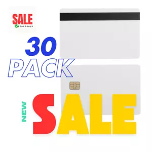 30 PCS Blank Sle4442 Chip Card With 2 Track 8.4MM HI-CO Magnetic Stripe - Picture 1 of 5