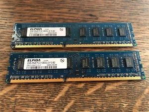 Elpida Lot 2 x 2GB 2Rx8 PC3-10600U-9-10-B0 RAM Memory RAM - Picture 1 of 2