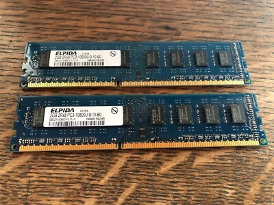 Elpida Lot 2 x 2GB 2Rx8 PC3-10600U-9-10-B0 RAM Memory RAM - Image 1 of 2
