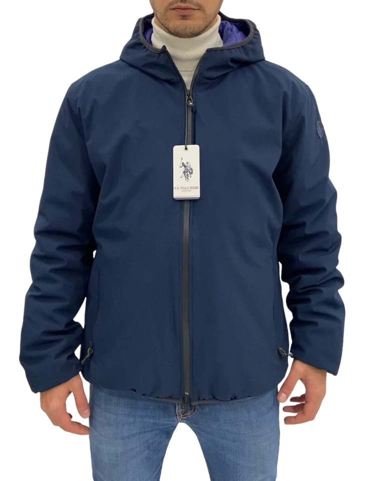 Giubbino uomo US. POLO ASSN, taglia 56 blu con cappuccio imbottito, sconto 50%. - Imagen 1 de 4