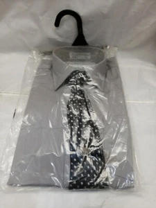 Van Heusen Boy's Gray Long Sleeve Dress Shirt & Gray Striped Tie Set Size 8 - Picture 1 of 6