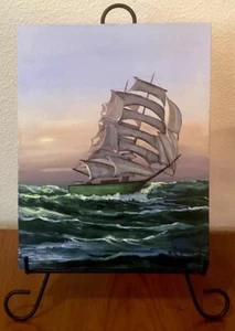 "STORMY VACATION” 11X14 ACRYLIC PAINTING ON CANVAS BOARD BY R.L. WRIGHT - Picture 1 of 3