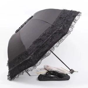 Thickened Folding Umbrella Anti-UV Protection Princess Female Parasol - Picture 1 of 17