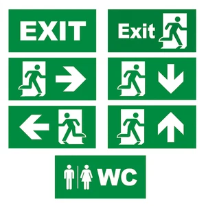 Einlegeschilder 260×128 mm Exit Notausgang Pfeile unten/oben/links/rechts WC PVC - Bild 1 von 21