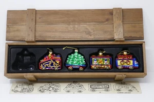 Thomas Pacconi 2003 tren de circo adornos de vidrio soplado en caja de madera ORN-2030 - Imagen 1 de 12