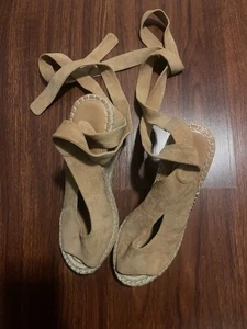 Joie Wedge Espadrille Lace-up Kael Camel Suede Size: 37 - Picture 1 of 4