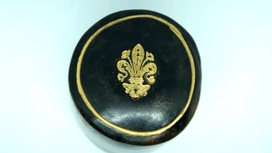 SCATOLA PORTA TABACCO/PARTI/GIOIELLI VINTAGE ITALIANA PELLE DI VITELLO NERA -2 1/4" X 1 5/8" - Foto 1 di 7