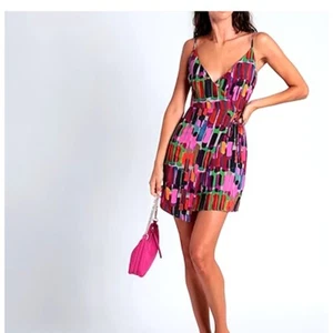 & Other Stories Sleeveless Mini Dress Wrap Side Tie Multicolor Cotton US 0 nwt - Picture 1 of 13