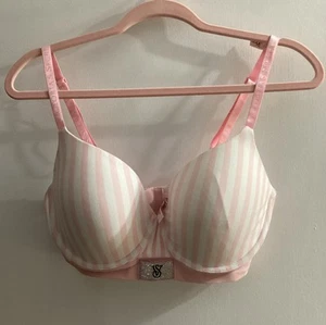 Sujetador inalámbrico Victoria's Secret Shine Patch ligeramente forrado a rayas rosas 6GN6 36DD - Imagen 1 de 5