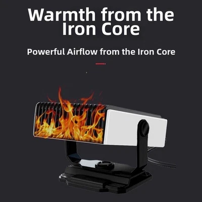 12V Car Heater ABS Housing Transparent Electric Vent 180° Rotating Bracket - Image 1 of 4