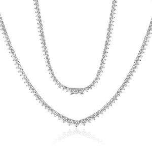 Tennis-Halskette 3 mm abgestuft, 18 Karat Weißgold plattiert 3,0 mm abgestuft rund Cu... - Bild 1 von 6