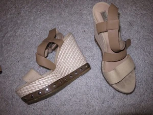 Steve Madden cuña plataforma tachuelas sandalia cuñas rafia 15 cm talla 40 ¡Usado! - Imagen 1 de 14
