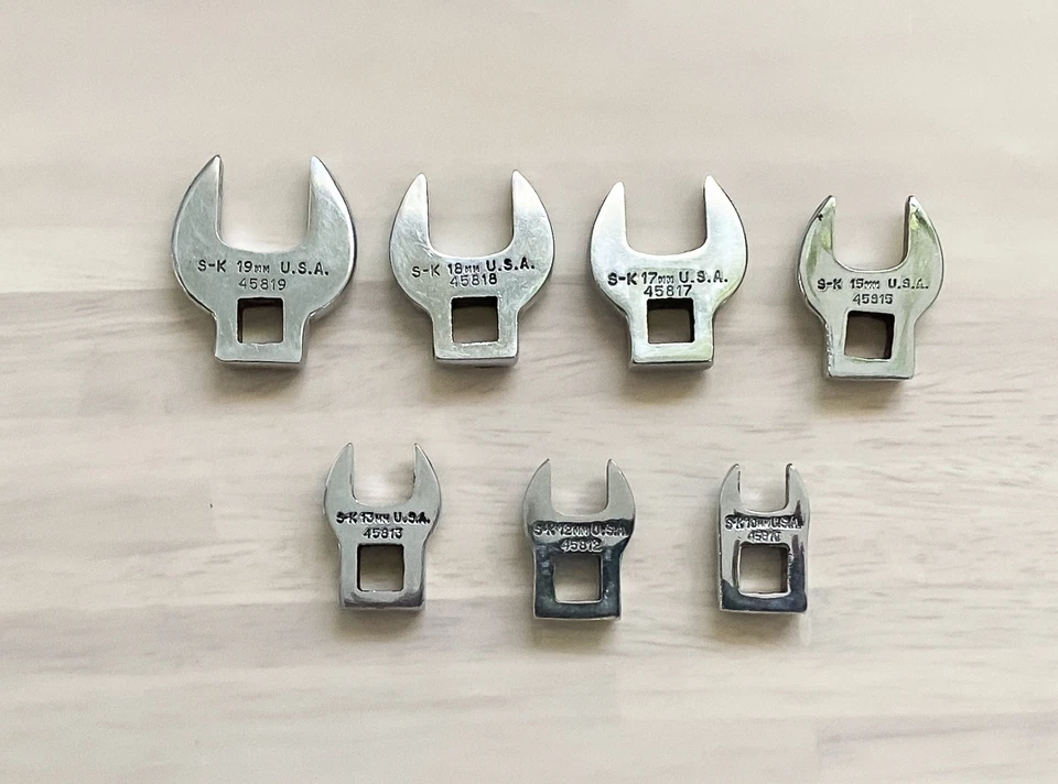Juego de llaves de pie de cuervo de extremo abierto métrico de accionamiento S-K Tools 7 piezas 3/8", 10 mm-19 mm Foto 1 de 1